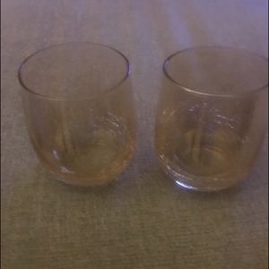 Pier one amber crackle stemless wine glasses 4.5